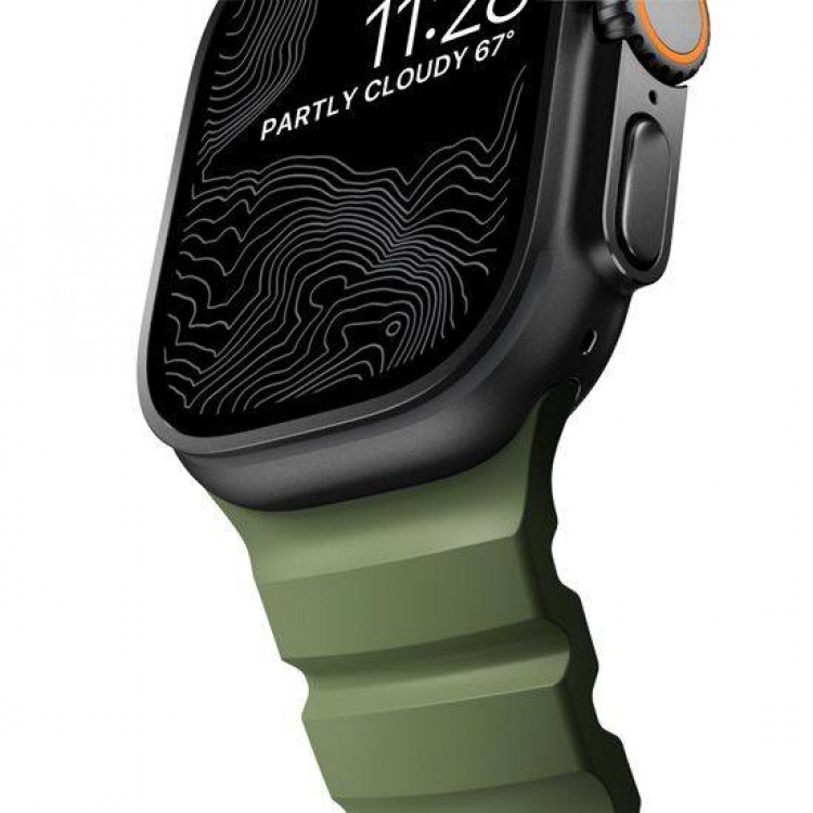 NOMAD Rocky Point Sport Band FKM rubber Strap ΑΔΙΑΒΡΟΧΟ για Apple Watch SERIES 4,5,6,SE,8,9 & ULTRA - 42mm-44mm-45mm-49mm - FOREST ΠΡΑΣΙΝΟ ΜΑΥΡΟ - NM014797858