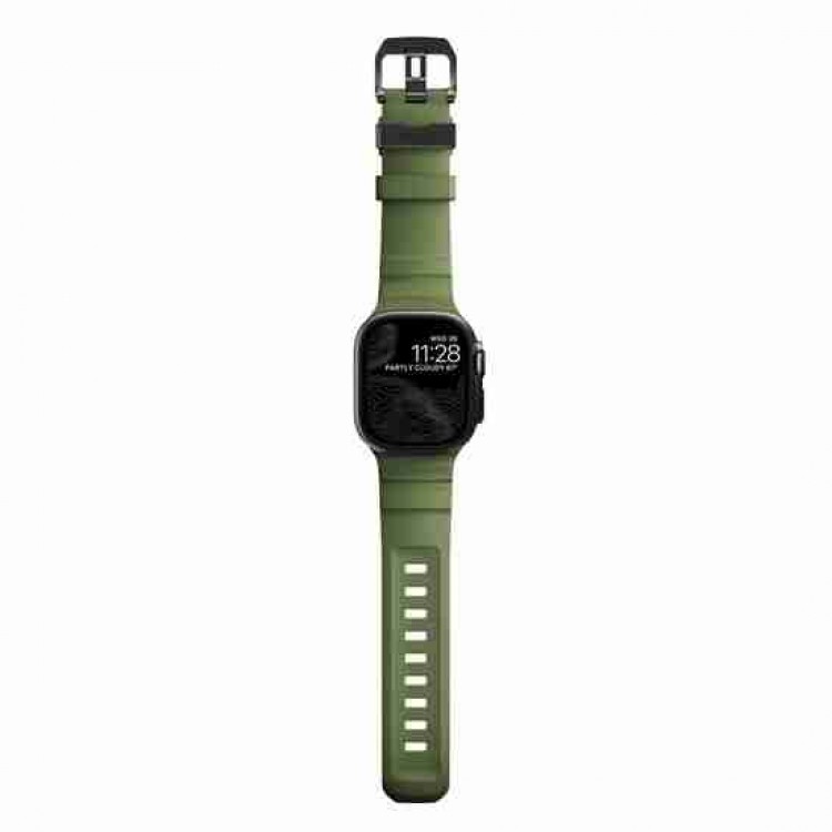 NOMAD Rocky Point Sport Band FKM rubber Strap ΑΔΙΑΒΡΟΧΟ για Apple Watch SERIES 4,5,6,SE,8,9 & ULTRA - 42mm-44mm-45mm-49mm - FOREST ΠΡΑΣΙΝΟ ΜΑΥΡΟ - NM014797858