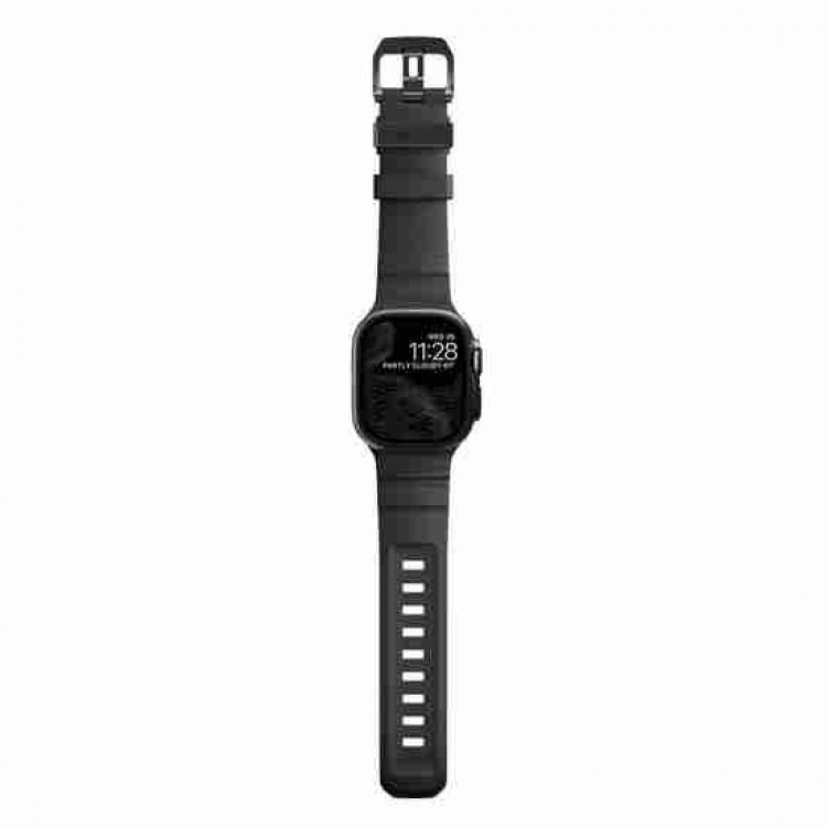 NOMAD Rocky Point Sport Band FKM rubber Strap ΑΔΙΑΒΡΟΧΟ για Apple Watch SERIES 4,5,6,SE,8,9 & ULTRA 1/2, APPLE watch Series 10 - 42/44/45/46/49mm - Storm ΜΑΥΡΟ / ΜΑΥΡΟ - NM014803858