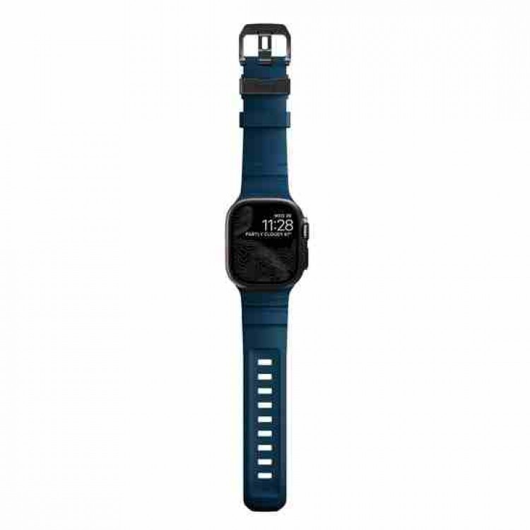 NOMAD Rocky Point Sport Band FKM rubber Strap ΑΔΙΑΒΡΟΧΟ για Apple Watch SERIES 4,5,6,SE,8,9 & ULTRA - 42mm-44mm-45mm-49mm - Atlantic ΜΠΛΕ ΜΑΥΡΟ - NM014827858