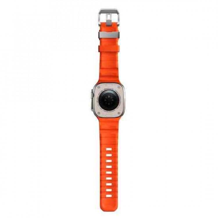 NOMAD Rocky Point Sport Band FKM rubber Strap ΑΔΙΑΒΡΟΧΟ για Apple Watch SERIES 4,5,6,SE,8,9 & ULTRA 1/2, Apple Series 10 46mm - 42/44/45/46/49mm - Magma ΠΟΡΤΟΚΑΛΙ Natural TITANIUM - NM014872858