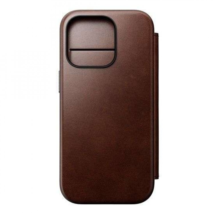 NOMAD θήκη Πορτοφόλι δερμάτινη Horween Modern Folio Rugged rustic MagSafe για Apple iPhone 16 PRO 6.3 2024 - ΚΑΦΕ - NM01676485
