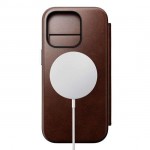 NOMAD θήκη Πορτοφόλι δερμάτινη Horween Modern Folio Rugged rustic MagSafe για Apple iPhone 16 PRO 6.3 2024 - ΚΑΦΕ - NM01676485