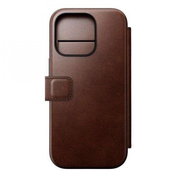 NOMAD θήκη Πορτοφόλι δερμάτινη Horween Modern Folio Rugged rustic MagSafe για Apple iPhone 16 PRO 6.3 2024 - ΚΑΦΕ - NM01676485