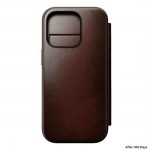 NOMAD θήκη Πορτοφόλι δερμάτινη Horween Modern Folio Rugged rustic MagSafe για Apple iPhone 16 PRO 6.3 2024 - ΚΑΦΕ - NM01676485