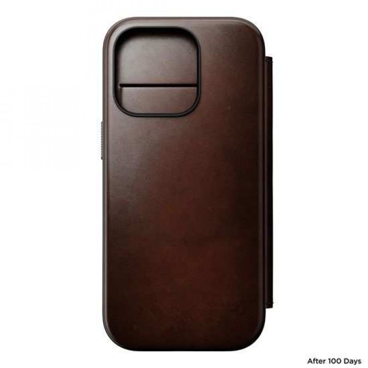 NOMAD θήκη Πορτοφόλι δερμάτινη Horween Modern Folio Rugged rustic MagSafe για Apple iPhone 16 PRO 6.3 2024 - ΚΑΦΕ - NM01676485