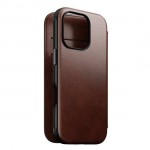 NOMAD θήκη Πορτοφόλι δερμάτινη Horween Modern Folio Rugged rustic MagSafe για Apple iPhone 16 PRO 6.3 2024 - ΚΑΦΕ - NM01676485