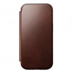 NOMAD θήκη Πορτοφόλι δερμάτινη Horween Modern Folio Rugged rustic MagSafe για Apple iPhone 16 PRO 6.3 2024 - ΚΑΦΕ - NM01676485