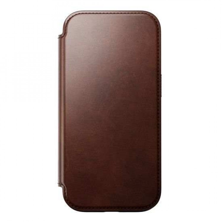 NOMAD θήκη Πορτοφόλι δερμάτινη Horween Modern Folio Rugged rustic MagSafe για Apple iPhone 16 PRO 6.3 2024 - ΚΑΦΕ - NM01676485
