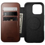 NOMAD θήκη Πορτοφόλι δερμάτινη Horween Modern Folio Rugged rustic MagSafe για Apple iPhone 16 PRO 6.3 2024 - ΚΑΦΕ - NM01676485