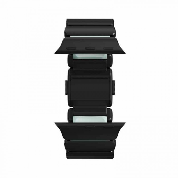 Nomad Stratos Titanium Grade 4 BAND FKM Μπρασελέ Μεταλλικό για Apple Watch SERIES - 42/44/45/46/49mm ULTRA 1/2/3 - ΜΑΥΡΟ ΤΙΤΑΝΙΟ / Icy ΜΠΛΕ Glow - NM009896858 