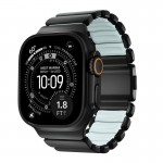 Nomad Stratos Titanium Grade 4 BAND FKM Μπρασελέ Μεταλλικό για Apple Watch SERIES - 42/44/45/46/49mm ULTRA 1/2/3 - ΜΑΥΡΟ ΤΙΤΑΝΙΟ / Icy ΜΠΛΕ Glow - NM009896858 