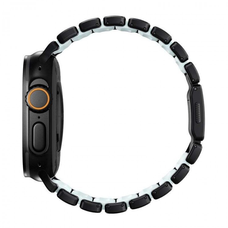 Nomad Stratos Titanium Grade 4 BAND FKM Μπρασελέ Μεταλλικό για Apple Watch SERIES - 42/44/45/46/49mm ULTRA 1/2/3 - ΜΑΥΡΟ ΤΙΤΑΝΙΟ / Icy ΜΠΛΕ Glow - NM009896858 