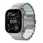 Nomad Stratos Titanium Grade 4 BAND FKM Μπρασελέ Μεταλλικό για Apple Watch SERIES - 42/44/45/46/49mm ULTRA 1/2/3 - Natural ΤΙΤΑΝΙΟ / Icy ΜΠΛΕ Glow - NM009902858 