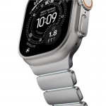 Nomad Stratos Titanium Grade 4 BAND FKM Μπρασελέ Μεταλλικό για Apple Watch SERIES - 42/44/45/46/49mm ULTRA 1/2/3 - Natural ΤΙΤΑΝΙΟ / Icy ΜΠΛΕ Glow - NM009902858 