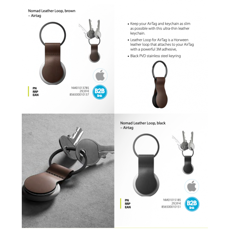 Nomad Δερμάτινο Keychain Leather Loop για Apple AIRTAG - ΚΑΦΕ - NM01013785