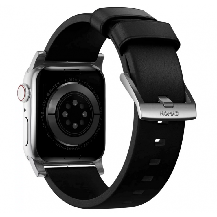 Nomad Δερμάτινο Strap Modern για Apple Watch SERIES - 42/44/45/46/49mm ULTRA 1/2 - ΜΑΥΡΟ ΑΣΗΜΙ - NM01908685
