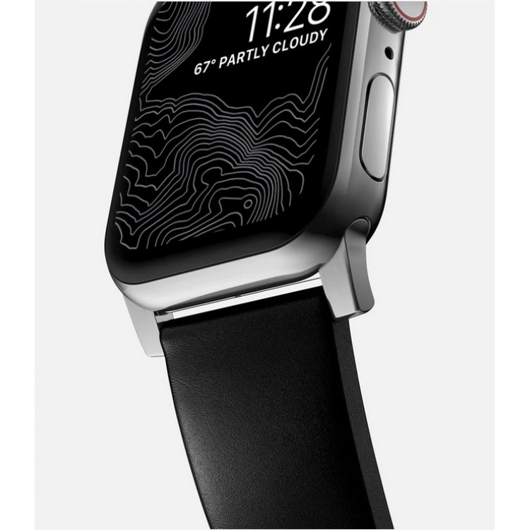 Nomad Δερμάτινο Strap Modern για Apple Watch SERIES - 42/44/45/46/49mm ULTRA 1/2 - ΜΑΥΡΟ ΑΣΗΜΙ - NM01908685