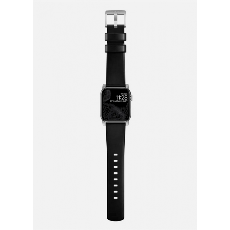 Nomad Δερμάτινο Strap Modern για Apple Watch SERIES - 42/44/45/46/49mm ULTRA 1/2 - ΜΑΥΡΟ ΑΣΗΜΙ - NM01908685