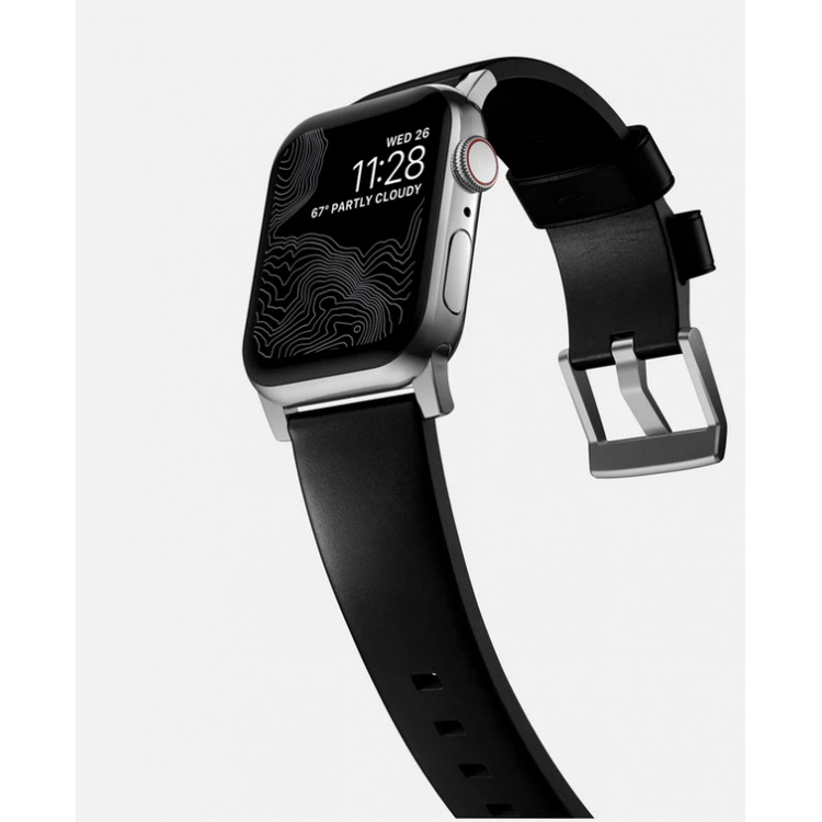 Nomad Δερμάτινο Strap Modern για Apple Watch SERIES - 42/44/45/46/49mm ULTRA 1/2 - ΜΑΥΡΟ ΑΣΗΜΙ - NM01908685