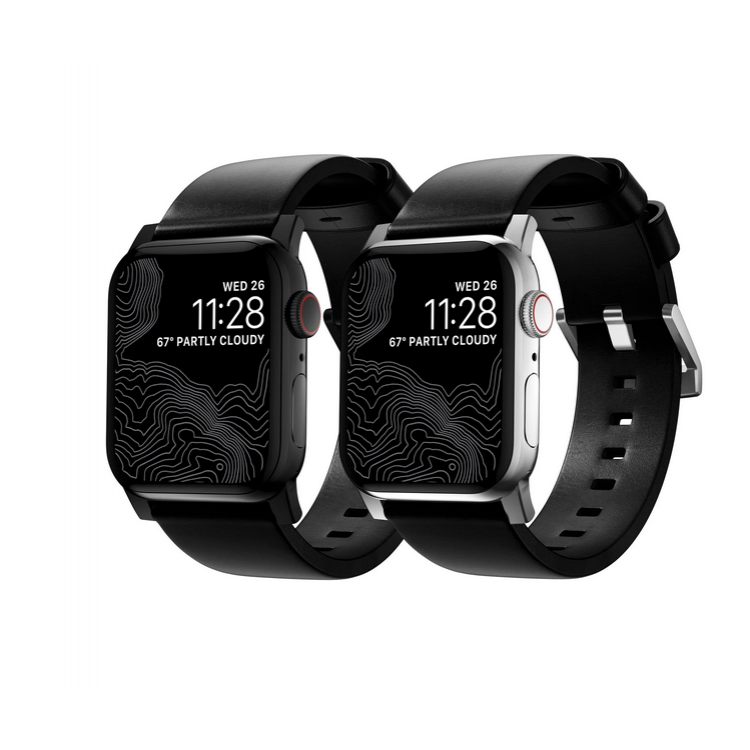 Nomad Δερμάτινο Strap Modern για Apple Watch SERIES - 42/44/45/46/49mm ULTRA 1/2 - ΜΑΥΡΟ ΑΣΗΜΙ - NM01908685