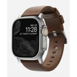 Nomad Δερμάτινο λουράκι Modern για Apple Watch SERIES , Apple Watch Ultra (49mm) 8/7 (45mm)/6/SE/5/4 (44mm)/3/2/1 (42mm) - ΚΑΦΕ ΑΣΗΜΙ - NM01907985