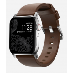 Nomad Δερμάτινο λουράκι Modern για Apple Watch SERIES , Apple Watch Ultra (49mm) 8/7 (45mm)/6/SE/5/4 (44mm)/3/2/1 (42mm) - ΚΑΦΕ ΑΣΗΜΙ - NM01907985
