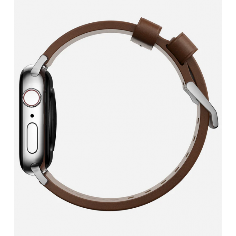 Nomad Δερμάτινο λουράκι Modern για Apple Watch SERIES , Apple Watch Ultra (49mm) 8/7 (45mm)/6/SE/5/4 (44mm)/3/2/1 (42mm) - ΚΑΦΕ ΑΣΗΜΙ - NM01907985