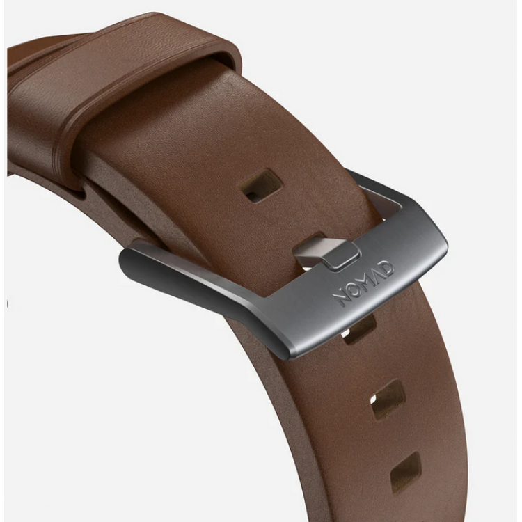 Nomad Δερμάτινο λουράκι Modern για Apple Watch SERIES , Apple Watch Ultra (49mm) 8/7 (45mm)/6/SE/5/4 (44mm)/3/2/1 (42mm) - ΚΑΦΕ ΑΣΗΜΙ - NM01907985