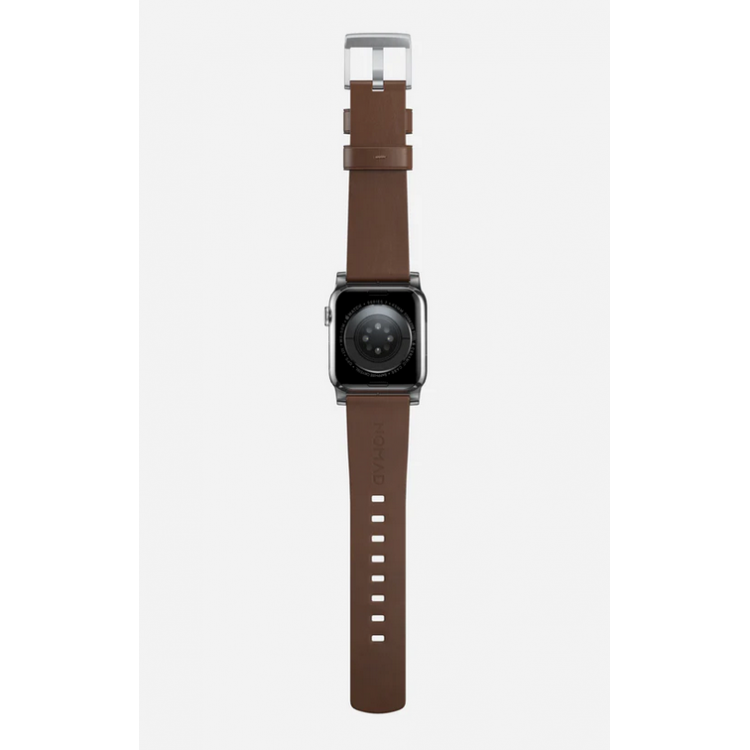 Nomad Δερμάτινο λουράκι Modern για Apple Watch SERIES , Apple Watch Ultra (49mm) 8/7 (45mm)/6/SE/5/4 (44mm)/3/2/1 (42mm) - ΚΑΦΕ ΑΣΗΜΙ - NM01907985