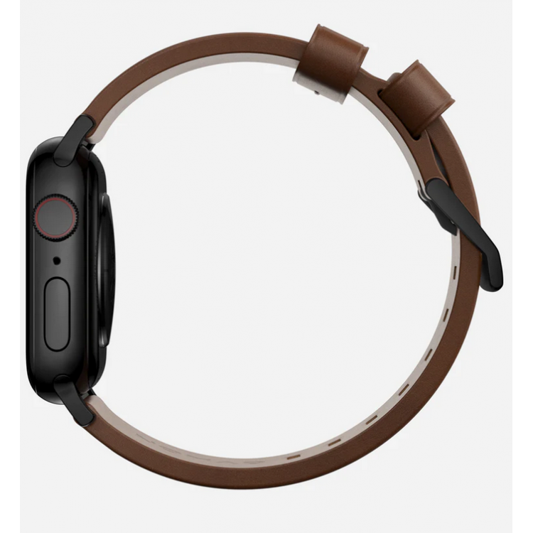 Nomad Δερμάτινο λουράκι Modern για Apple Watch SERIES , Apple Watch Ultra (49mm) 8/7 (45mm)/6/SE/5/4 (44mm)/3/2/1 (42mm) - ΚΑΦΕ ΜΑΥΡΟ - NM01197485