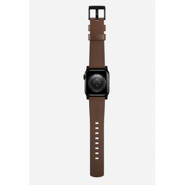 Nomad Δερμάτινο λουράκι Modern για Apple Watch SERIES , Apple Watch Ultra (49mm) 8/7 (45mm)/6/SE/5/4 (44mm)/3/2/1 (42mm) - ΚΑΦΕ ΜΑΥΡΟ - NM01197485