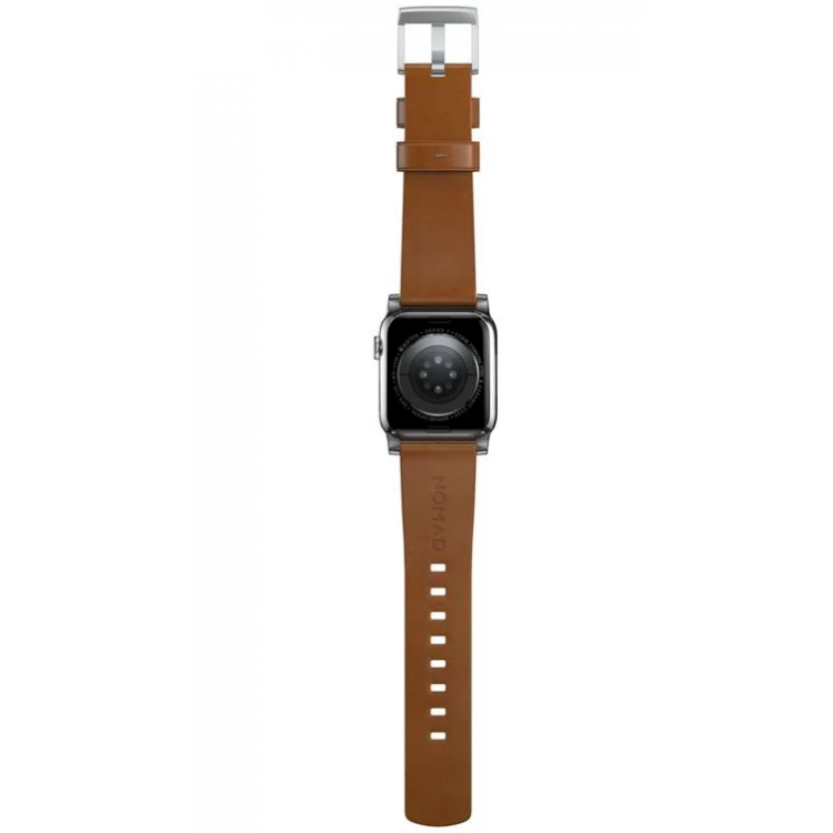 Nomad Δερμάτινο λουράκι Modern για Apple Watch SERIES , Apple Watch Ultra (49mm) 8/7 (45mm)/6/SE/5/4 (44mm)/3/2/1 (42mm) - english tan ΚΑΦΕ ΑΣΗΜΙ - NM01805885