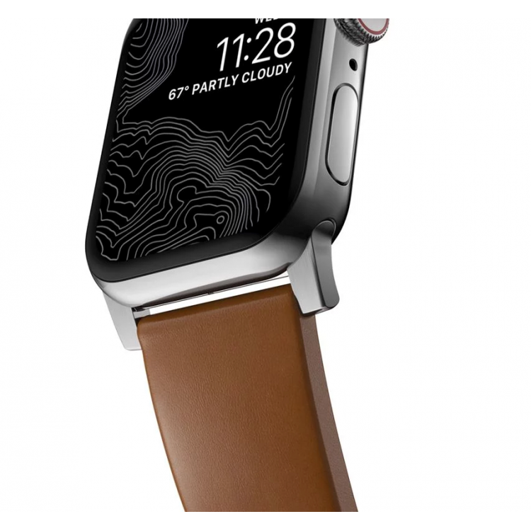Nomad Δερμάτινο λουράκι Modern για Apple Watch SERIES , Apple Watch Ultra (49mm) 8/7 (45mm)/6/SE/5/4 (44mm)/3/2/1 (42mm) - english tan ΚΑΦΕ ΑΣΗΜΙ - NM01805885