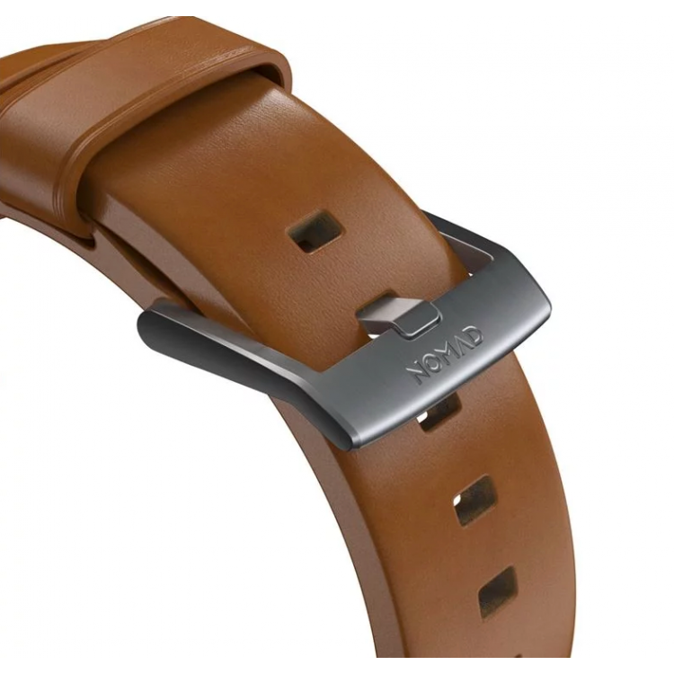Nomad Δερμάτινο λουράκι Modern για Apple Watch SERIES , Apple Watch Ultra (49mm) 8/7 (45mm)/6/SE/5/4 (44mm)/3/2/1 (42mm) - english tan ΚΑΦΕ ΑΣΗΜΙ - NM01805885