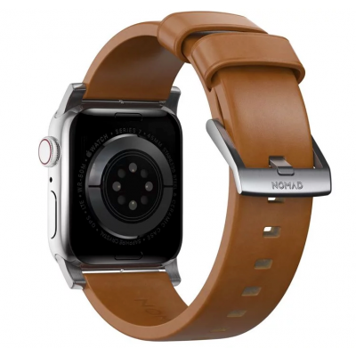 Nomad Δερμάτινο λουράκι Modern για Apple Watch SERIES , Apple Watch Ultra (49mm) 8/7 (45mm)/6/SE/5/4 (44mm)/3/2/1 (42mm) - english tan ΚΑΦΕ ΑΣΗΜΙ - NM01805885