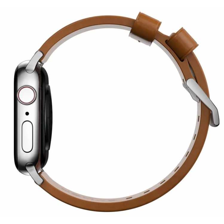 Nomad Δερμάτινο λουράκι Modern για Apple Watch SERIES , Apple Watch Ultra (49mm) 8/7 (45mm)/6/SE/5/4 (44mm)/3/2/1 (42mm) - english tan ΚΑΦΕ ΑΣΗΜΙ - NM01805885