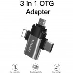 Yesido OTG Adapter USB σε Lightning, Micro-USB, Type-C, Plug & Play, 480Mbps - ΜΑΥΡΟ - GS15