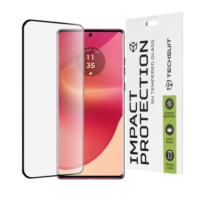 ERBORD Techsuit Γυαλί προστασίας 9H 111D Full Cover Glue Glass, 0.3MM για Motorola Edge 50 FUSION - ΜΑΥΡΟ - KF2334992
