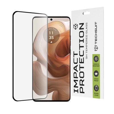 ERBORD Techsuit Γυαλί προστασίας 9H 111D Full Cover Glue Glass, 0.3MM για Motorola Edge 50 ULTRA - ΜΑΥΡΟ - KF2334991