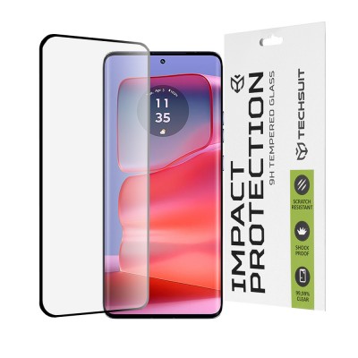ERBORD Techsuit Γυαλί προστασίας 9H 111D Full Cover Glue Glass, 0.3MM για Motorola Edge 50 PRO - ΜΑΥΡΟ - KF2334990