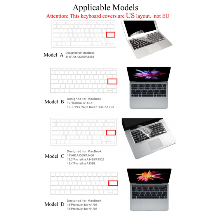 WiWU Κάλυμμα πληκτρολογίου για Apple MacBook Air 13'' (2017/2018/2019/2021) A2179,A1932 - US layout
