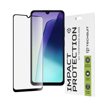 ERBORD Techsuit Γυαλί προστασίας 9H 111D Full Cover Glue Glass, 3D Curved 0.3MM για Xiaomi Redmi 14C / Poco C75 - ΜΑΥΡΟ - KF2338176