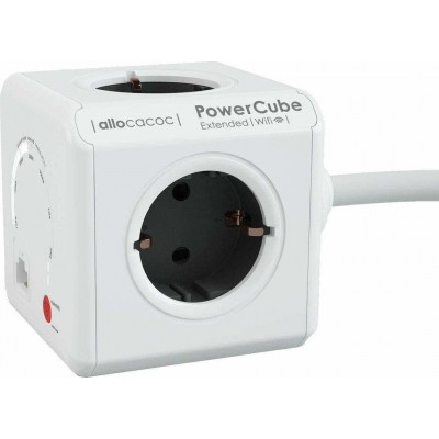 ALLOCACOC EU Power Cube 4 SLOTS with Extended power cable WiFi 1.5μ. - GREY - 9710/DEEXWF