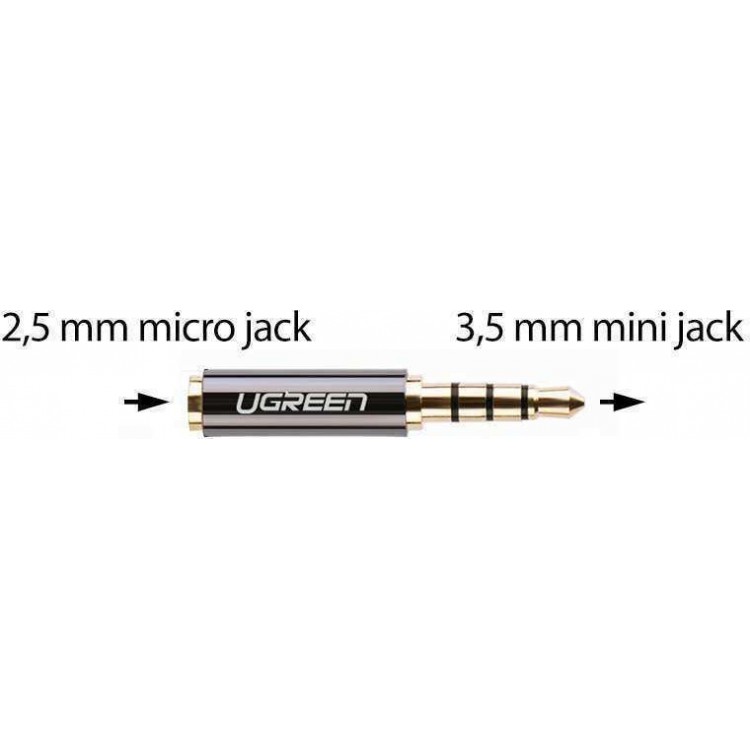 UGREEN 20502 Μετατροπέας Ήχου 2.5 MM MICRO JACK σε 3.5 MM MINI JACK - ΜΑΥΡΟ