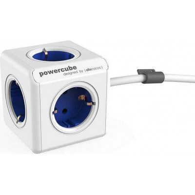 ALLOCACOC EU Power Cube 5 Θέσεων με καλώδιο Extended 1.5μ. - ΜΠΛΕ - 1306BL/DEEXPC