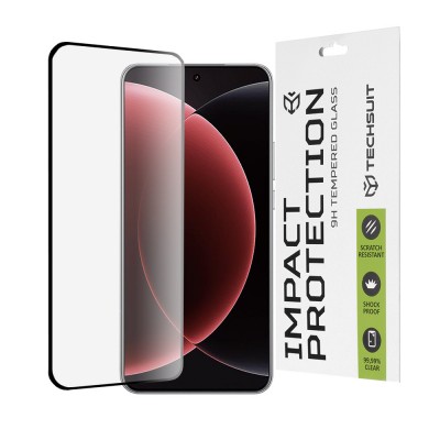 ERBORD Techsuit Γυαλί προστασίας 9H 111D Full Cover Glue Glass, 3D Curved 0.3MM για Xiaomi 15 Ultra - ΜΑΥΡΟ - KF2347341