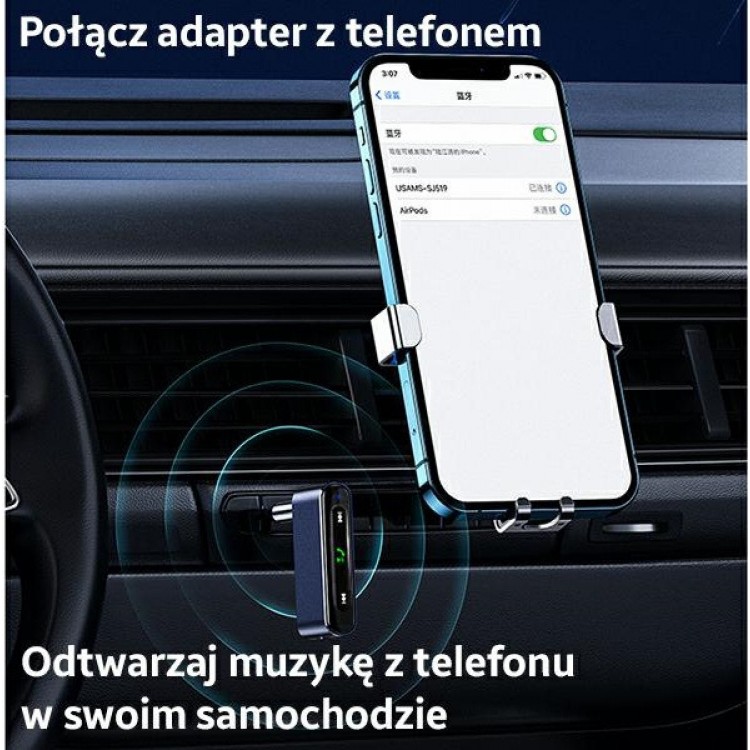 USAMS WIRELESS Adapter audio jack 3.5mm Bluetooth 5.0 - ΓΚΡΙ - US-SJ519