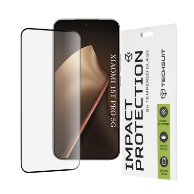 ERBORD Techsuit Γυαλί προστασίας 9H 111D Full Cover Glue Glass, 3D Curved 0.3MM για Xiaomi 15T Pro 5G - ΜΑΥΡΟ - KF2357934