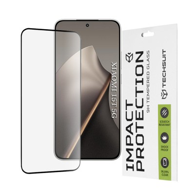 ERBORD Techsuit Γυαλί προστασίας 9H 111D Full Cover Glue Glass, 3D Curved 0.3MM για Xiaomi 15T 5G - ΜΑΥΡΟ - KF2357933